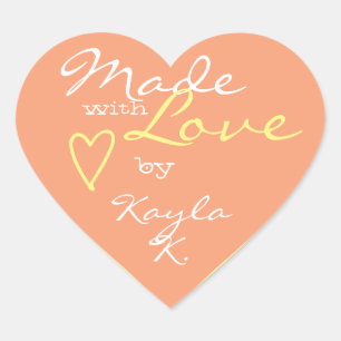 Heart Shape Frame Pastel Peach Cute Made with Love Sticker
