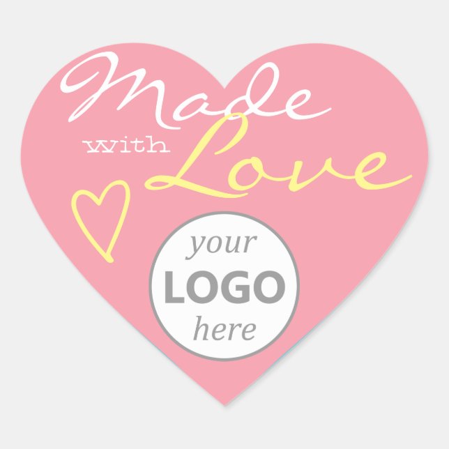 Heart Shape Frame Pastel Pink Blue Made Love Logo Sticker (Front)