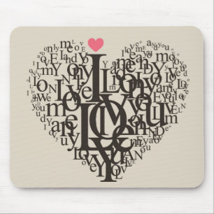 Heart shape from letters mouse mat