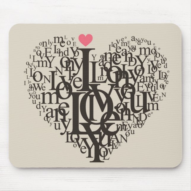 Heart shape from letters mouse mat (Front)