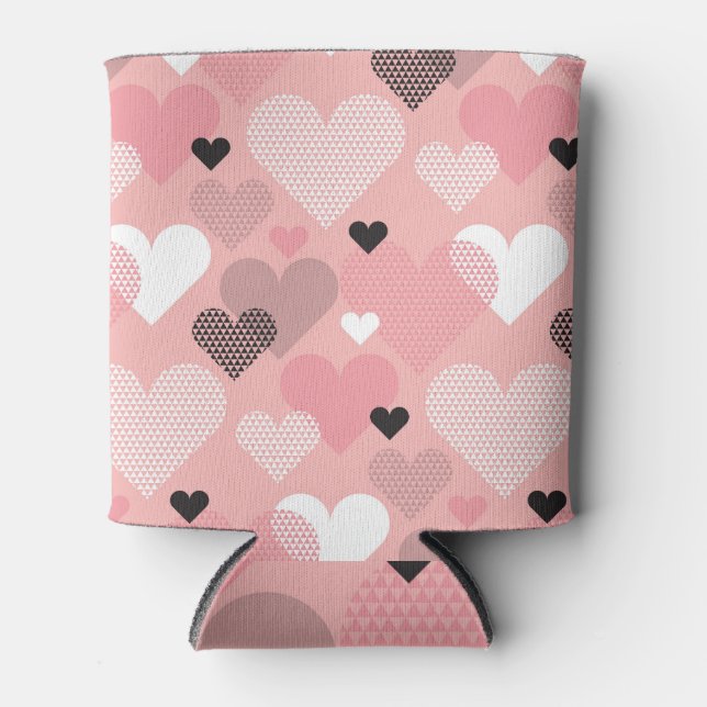 Heart Shape: Geometric Seamless Pattern Can Cooler (Front)