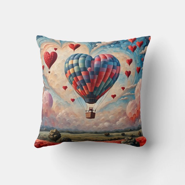 Heart Shape Hot Air Balloon  Cushion (Back)