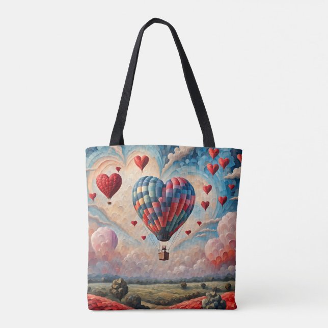 Heart Shape Hot Air Balloon  Tote Bag (Back)