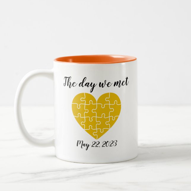 Heart Shape Jigsaw Puzzle Mug (Left)
