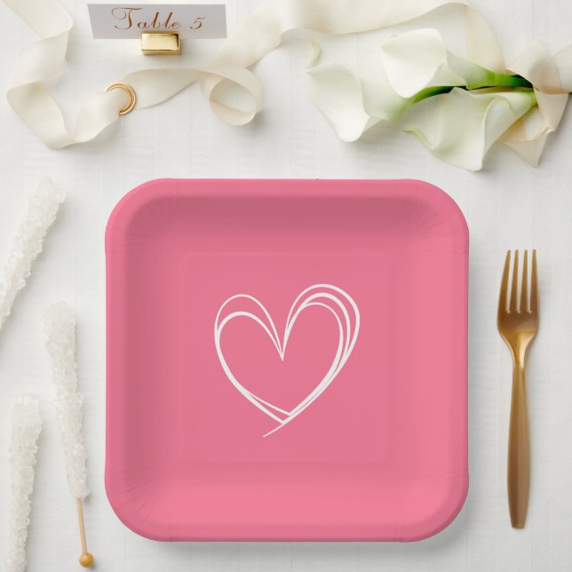 Heart shape line  love   paper plate (Wedding)