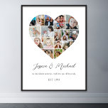Heart Shape Love Photo Collage Wedding Anniversary Poster<br><div class="desc">Celebrate the special moments with your loved one with this Heart Shape Photo Collage design. This customisable picture collage design is perfect for creating a personalised and heartfelt gift featuring cherished moments, creating a visual journey of the precious memories you've shared. Great for birthday, wedding anniversary, Valentine's Day or any...</div>