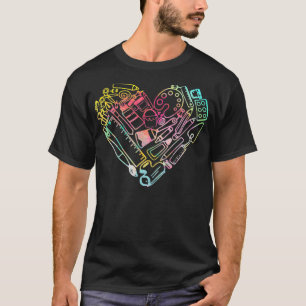 Heart Shape Love Watercolor Art Teacher Artists Pa T-Shirt