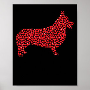 Heart Shape Love Welsh Corgi Dog Valentine's Day M Poster