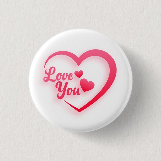 Heart shape Love You 3 Cm Round Badge (Front)