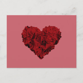 Heart shape made of crumpled papers postcard
