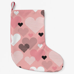 Heart shape modern seamless pattern in geometry st small christmas stocking