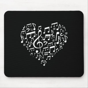 Heart Shape Musical Notes Music Lovers Gift Valent Mouse Mat