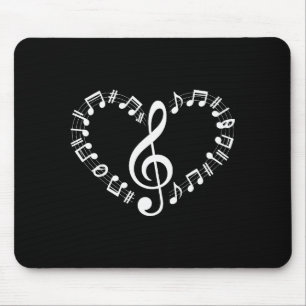 Heart Shape Musical Notes Music Lovers Happy Valen Mouse Mat