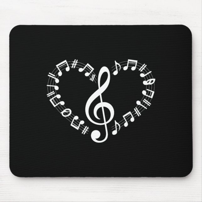 Heart Shape Musical Notes Music Lovers Happy Valen Mouse Mat (Front)