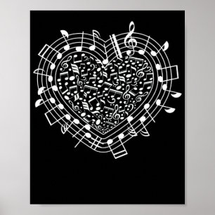 Heart Shape Musical Notes Music lovers Valentines Poster
