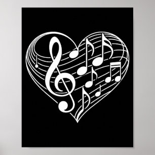 Heart Shape Musical Notes Valentines Day Men Women Poster