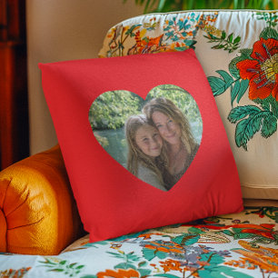 Heart Shape Photo Bright Red Cushion