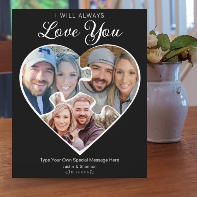 Heart Shape Photo Collage Love Anniversary Memory Plaque (Creator Uploaded)