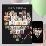 Heart Shape Photo Collage Love Script Birthday Card<br><div class="desc">Say Happy Birthday with a love heart photo collage card. The photo template is set up for you to add your pictures, working in rows from top to bottom. The photo collage holds 29 photos which are displayed in a mix of portrait, landscape and square / instagram formats. "love you"...</div>