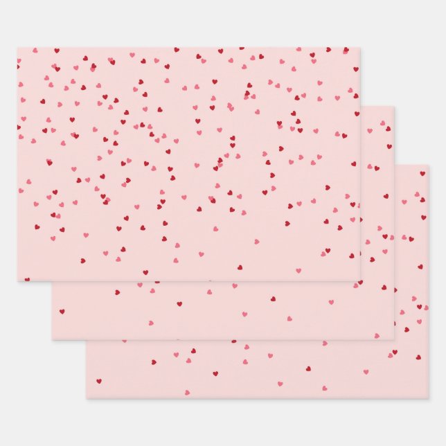 heart shape pink and red heart wrapping paper sheet (Set)
