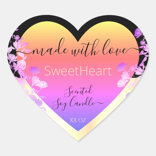 Heart Shape Product Packaging Labels Rainbow Gold (Front)