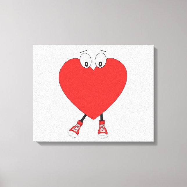 Heart Shape Red Cute Love Character Design Canvas Print (Front)