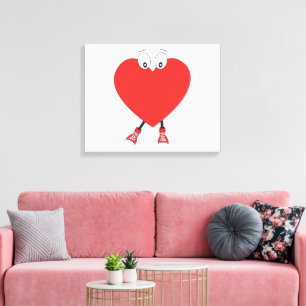 Heart Shape Red Cute Love Character Design Canvas Print