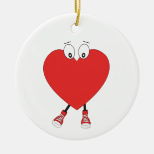 Heart Shape Red Cute Love Character Design Ceramic Tree Decoration