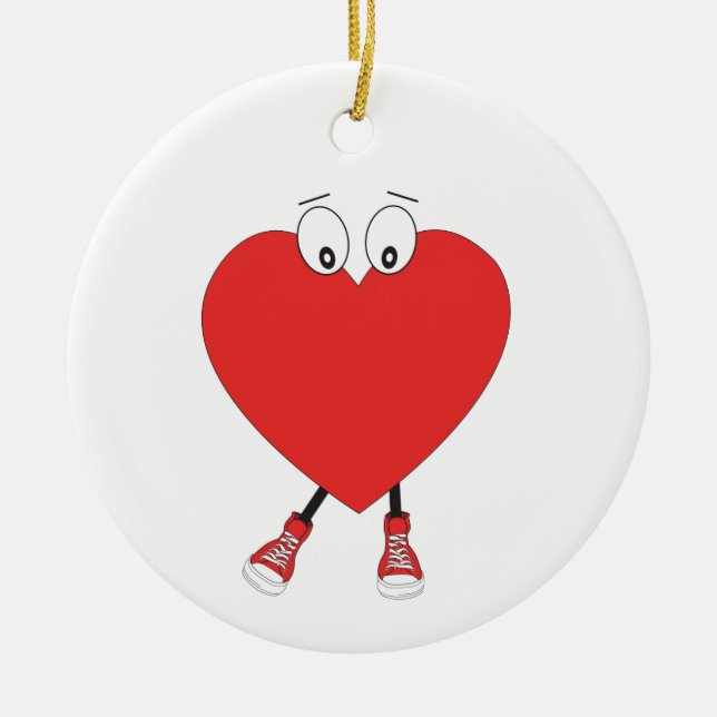 Heart Shape Red Cute Love Character Design Ceramic Tree Decoration (Front)