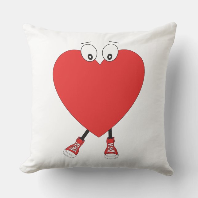 Heart Shape Red Cute Love Character Design Cushion (Front)