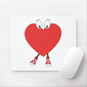 Heart Shape Red Cute Love Character Design Mouse Mat