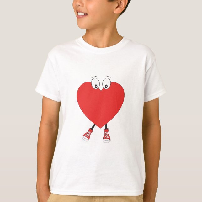 Heart Shape Red Cute Love Character Design T-Shirt (Front)