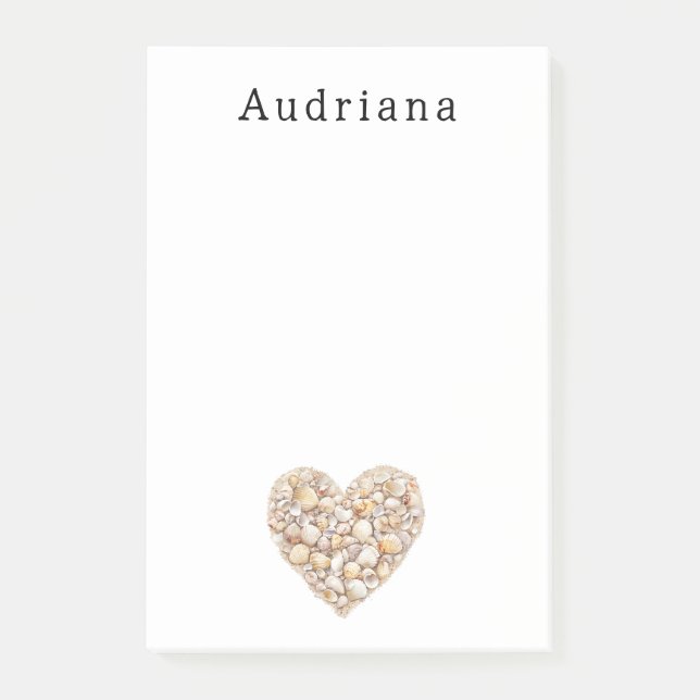 Heart Shape Sea Shells Ocean Beach Personalized  Post-it Notes (Front)