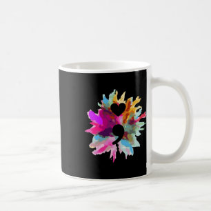 Heart Shape Semicolon Gift Suicide Prevention Awar Coffee Mug