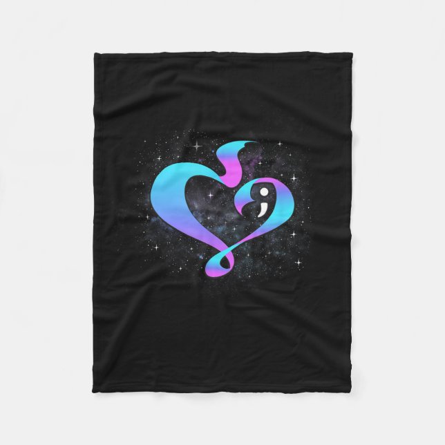 Heart Shape Semicolon - Suicide Prevention Awarene Fleece Blanket (Front)
