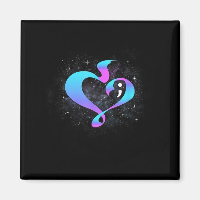 Heart Shape Semicolon - Suicide Prevention Awarene Magnet (Front)
