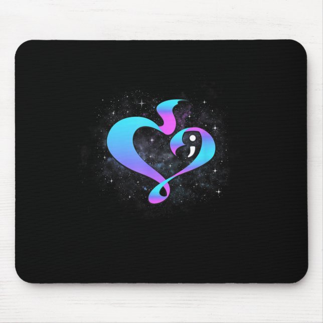 Heart Shape Semicolon - Suicide Prevention Awarene Mouse Mat (Front)
