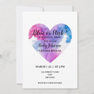Heart shape smoke gender reveal invitation