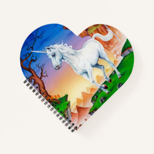 Heart-shape spiral notebook magic fantasy unicorn