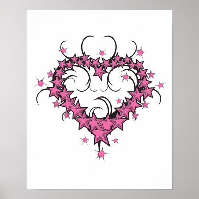 heart shape stars tattoo design poster (Front)
