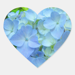 Heart Shape stickers seals Blue Hydrangeas Floral