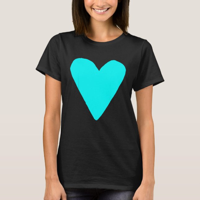 Heart Shape Symbol Love Kindness Peace Cyan T-Shirt (Front)