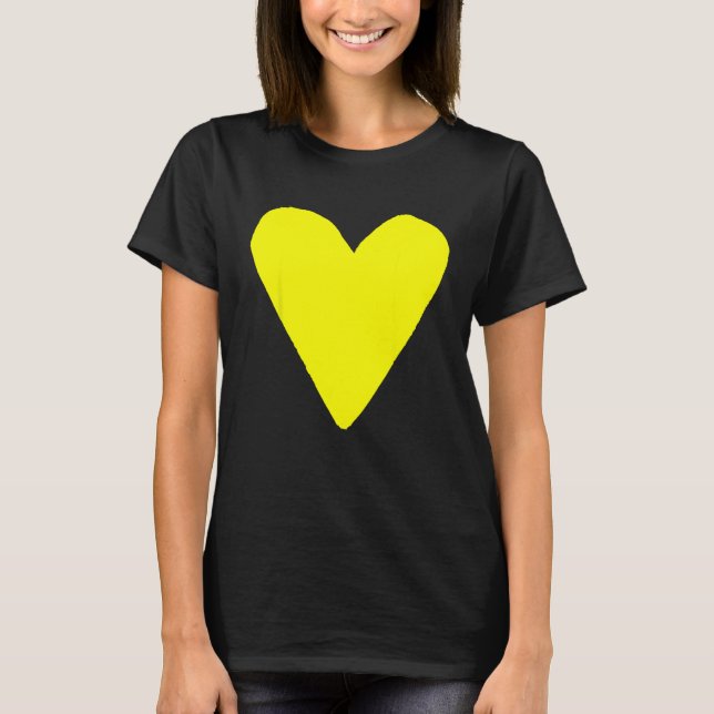 Heart Shape Symbol Love Kindness Peace Yellow T-Shirt (Front)