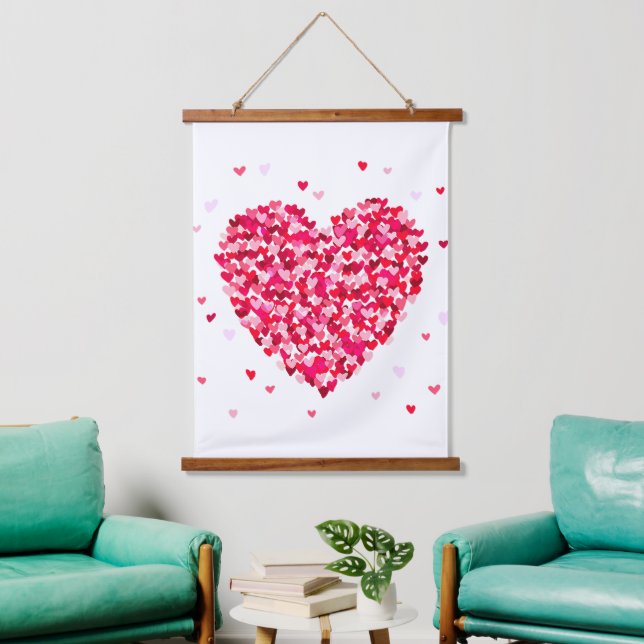 Heart Shape Valentines Day Love Gift Hanging Tapestry (Living Room)