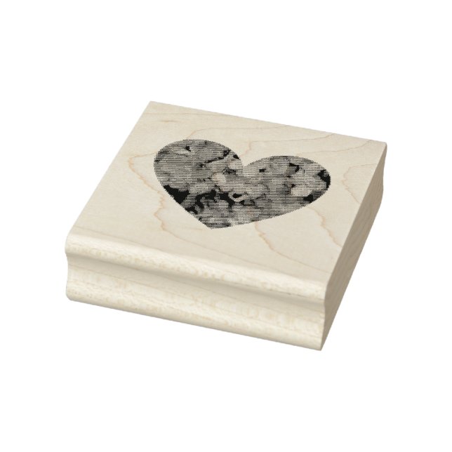 Heart shape with hydrangea flower petals rubber stamp (Stamp)