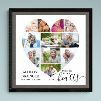 Heart Shaped 11 Photo Collage Funeral Memorial