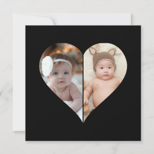 Heart Shaped 2 Photo Collage Announcement