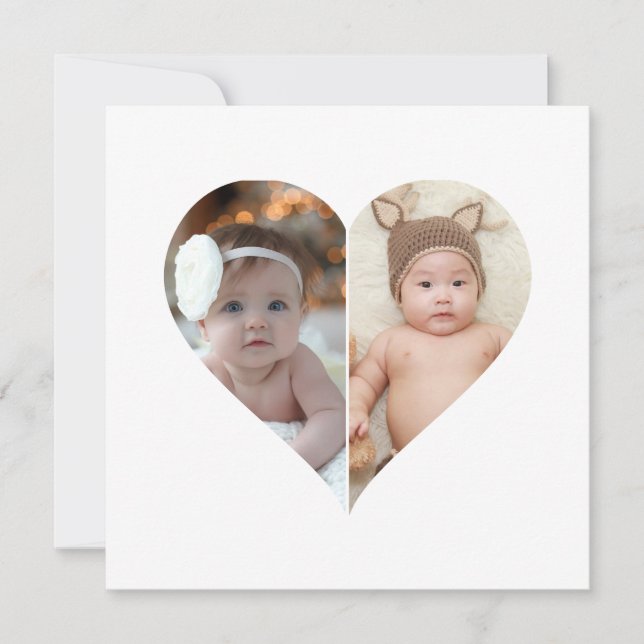 Heart Shaped 2 Photo Collage Announcement (Front)