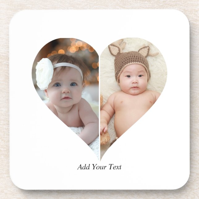 Heart Shaped 2 Photo Collage Coaster (Front)