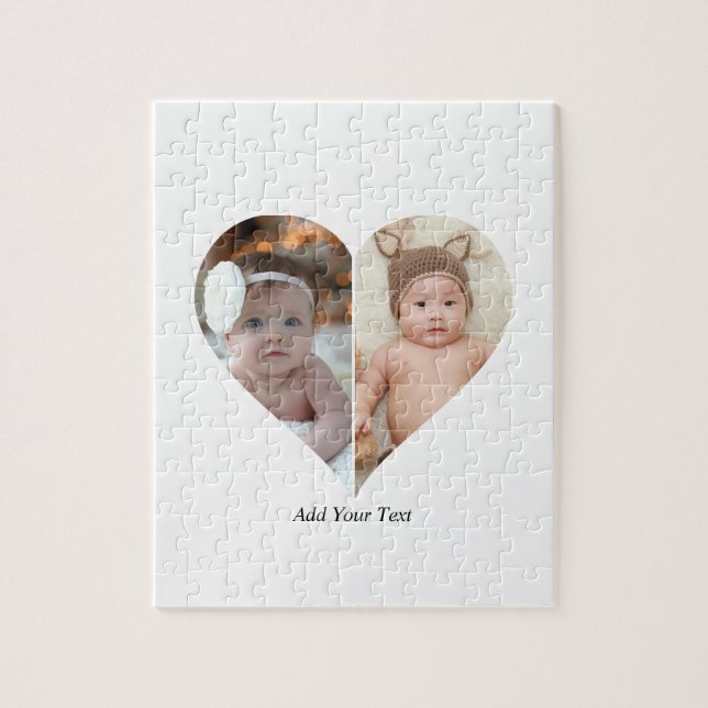 Heart Shaped 2 Photo Collage Jigsaw Puzzle (Vertical)
